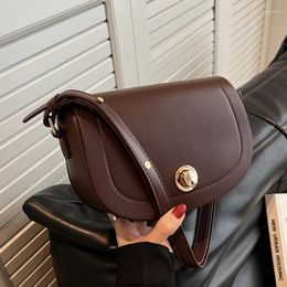 Evening Bags 2023 Elegant Women Flap Saddle Clutch Brown PU Leather Shoulder Lady Messenger Underarm Handbag And Purse