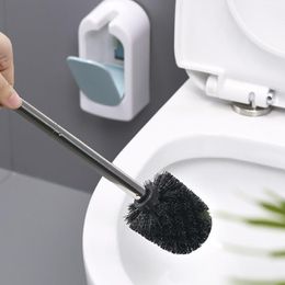 Brushes Toilet Brush WallMounted Bathroom Brush Holder Home Bathroom Long Handle Cleaning Tools Stainless Steel Durable Cleaning Brush