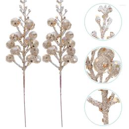 Decorative Flowers Berry Christmas Artificial Picks Stems Tree Berries Glitterfake Hollystem Pine Branches Wreathpick Decorations Silver