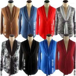 Stage Wear 8 Colours 2023 Men'S Latin Dance Shirt V-Neck Long Sleeve Tops Standard Ballroom Performance XS-2XL DWY1494