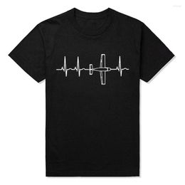 Men's T Shirts Est Fashion Tops Summer Cool Funny T-Shirt Aeroplane Pilot Shirt Heartbeat Flying Gift Tee