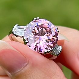 Choucong Brand Wedding Ring Luxury Jewellery 925 Sterling Silver Round Cut Pink Topaz CZ Diamond Gemstones Party Women Eternity Engagement Bridal Ring Gift