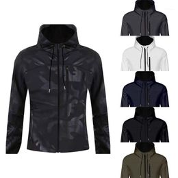 Men's Jackets Casual Plus Velvet Windproof Long Sleeve Drawstring Coats For Men Autumn Winter Fashion Solid Hooded Turtleneck Loose Jacket