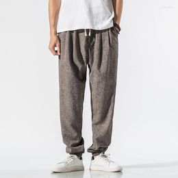 Men's Pants Legible Summer Linen Men Casual Loose Harem Pant Male Solid Elastic Waist Chinese Style Trouser Man