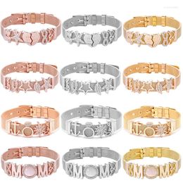 Charm Bracelets Friend & MOM Slide Stainless Steel Mesh Bangles For Women With Silver Color/Rose Gold DIY Jewellery Gift