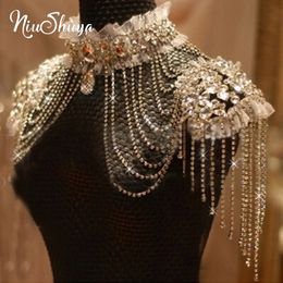 Pendant Necklaces NSY Bridal Chain Tassel Shoulder Strap Bride Beads Lace Jewelry Crystal Accessories Wedding Necklace Jewerly 230509