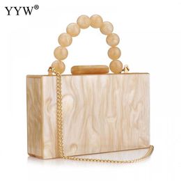 Evening Bags Women Box Clutch for Wedding Party Luxury Foil Beads Handbags and Purses Designer High Quality Shoulder Bag 230427