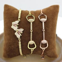 Charm Bracelets 10pcs/lot Handmade Cz Asjustable Bracelet Colourful Connector Jewellery Wholesale Fashion