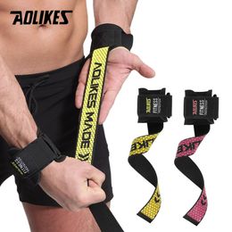 Elbow Knee Pads AOLIKES 1 Pair Gym Fitness Weight lifting Grip Straps Dumbbell Hand Grips Training Wrist Support Bands for barbell Pull up 230506