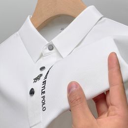 2024 Polo estiva da uomo di fascia alta tinta unita di alta qualità a maniche corte Colletto con bavero Nuovi uomini Moda Casual Nessuna traccia Stampa m-4xl