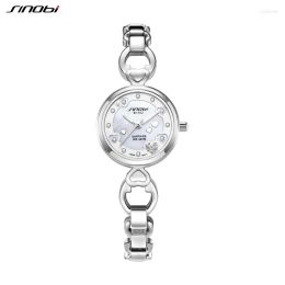 Wristwatches SINOBI Elegant Woman Watches Full Stainless Steel Ladies Quartz Fashion Silver Women's 5 Bar Waterproof Clock