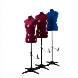 2023 Full Sewing Female Cloth Art Mannequin For Tailor Body Design Bust Dress Form Stand Metal Base Adjustable Display E218