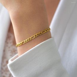 Link Bracelets Steampunk Jewellery Stainless Steel Bracelet Figaro Chain Bangles For Women Hiphop Trendy Wrist Gift