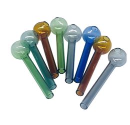 ACOOK 4inch Colourful Pyrex Glass Oil Burner Pipe glass tube smoking pipes tobcco herb glass oil nails Water Hand Pipes