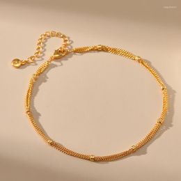 Anklets Multi-layer Beach Retro Chain Fashion 18k Gold Plated Foot Bracelet Jewelry Summer For Woman Bohemian