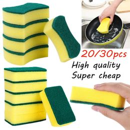 Sponges Scouring Pads 20/30pcs Dishwashing Kitchen Nano Emery Magic Clean Rub Pot Rust Focal Stains Removing Kit Cleaning Brush Y23