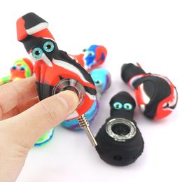 Mini Octopus Shape Silicone Hand pipe With Titanium Nail Glass Bowl Tobacco Oil Rigs Smoking Accessories Bong