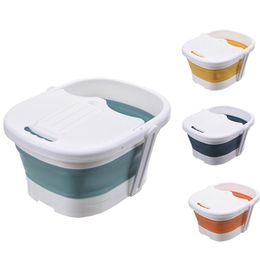 Bathtubs Collapsible Footbath Massage Bucket Foot Soaking Bucket Folding Basin Sauna Spa Footbath Basin With Lid Bathtub