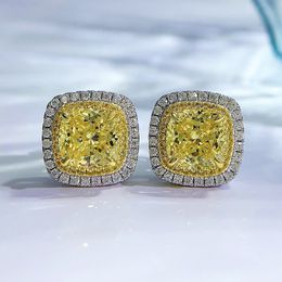 Handmade Lab Topaz Diamond Stud Earring 100% Real 925 sterling silver Promise Wedding Earrings for Women Bridal Party Jewellery