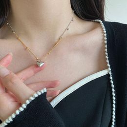 Chains 925 Sterling Silver Gold Love Necklace Plain Vibrato Live Broadcast Geometric Simple Chic Cold Wind Jewellery