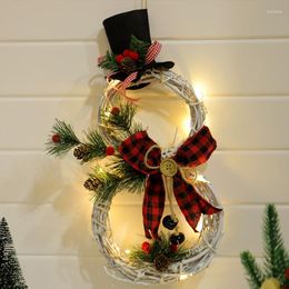 Decorative Flowers Christmas Decoration LED Lamp Wreath Pendant 2023 XMAS Tree Wall And Door Hanging Ornaments Lovely Novel Garland With