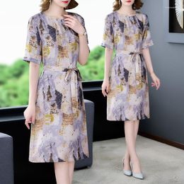 Casual Dresses Momma Dress Female Summer High-end 2023 Noble Foreign Style Slimming Silk Skirt