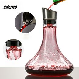 Wine Glasses 1800ML Handmade Lead free Crystal Glass Large Red Quick Decanter Household Dispenser Pot Set Iceberg 230508
