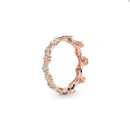 Rose Gold Flower Crown Stacking Ring for Pandora 925 Sterling Silver Party Jewellery designer Rings For Women Sisters Gift Crystal diamond ring with Original Box Set