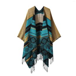 Scarves Bohemia Geometric Cashmere Women Ponchos Female Capes Winter Pashmina Shawl Wraps Double-Sided Thick Blanket Stole