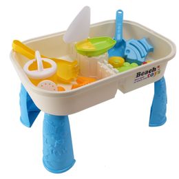 Sand Play Water Fun and Table Set with Lid Cover Beach Toys Outdoor Garden box Kit Kids Summer for Toddlers 230508