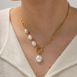 Pendant Necklaces Romantic Baroque Necklace For Women Natural Pearl Ladies Stainless Steel Jewellery Gift Collar