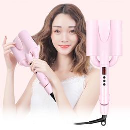 Connectors Hair Curler Big Wave Curling Iron Ceramic Deep Wavy Egg Rolls 26 32MM LED Display Automatic 3 Barrels Styler Tools 230509