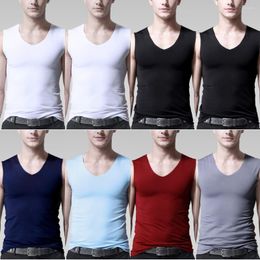 Men's Tank Tops 8 Pcs Ice Silk Top Men Seamless Mens Vest Loose Sleeveless Sport Bodysuit For Casual Summer Undershirts Cool