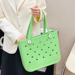 Storage Bags Fashion Beach Bags EVA Basket Large Capacity Beach Storage Bag Multi Holes Totes Summer Handbag For Women Outdoor Travel Sports P230510