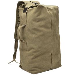 Backpacking Packs Outdoor large canvas bag men's military backpacks multi-functional bucket shoulder army tourist bag folding P230510