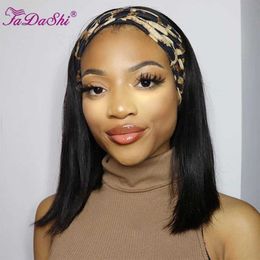 Hair Wigs Straight Bob Headband Wig Human for Black Women Machine Made Brazilian Remy Short 230510