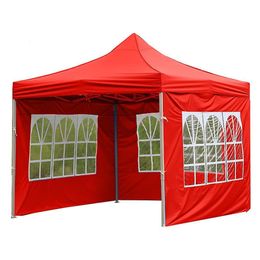 Shade Canopy Side Panel Tent Foldable Oxford Cloth Garden Awning with Clear Window Replacement Sidewall for Outdoor Red 230510