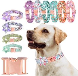 Dog Collars & Leashes Pet Removable Flower Collar Lettering Dogs Pets Products 10 Colors SN1690