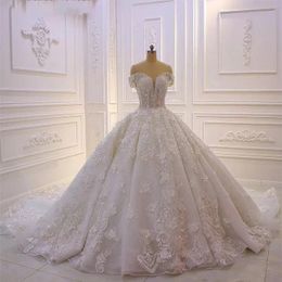 A Line Wedding Dresses Beaded Off Shoulder Lace Appliques Plus Size Bridal Party Gowns Robe De Marriage