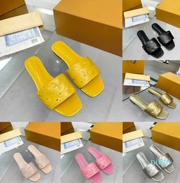 2023 Casual Shoes Slipper LeatherWomen Slides Sandals Designer Black Pink silver gold Brown White