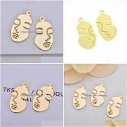 Charms 100Pcs 18X18Mm Kc Gold Colour Alloy Hollow Face Pendants High Quality Diy Jewellery Findings Accessories Drop Delivery Components Dhlyh