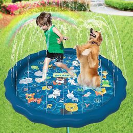 Pads 100/170 CM Children Dog Paddling Swimming Pool Water Mat Summer Beach Inflatable Water Spray Pad Outdoor Game Toy Lawn Mat Kids