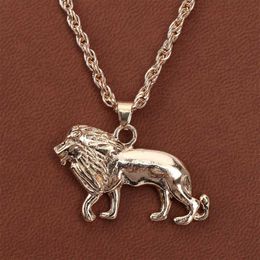 Pendant Necklaces Alloy Animal Lion Necklace High Quality Pure Gold Color Chain Jewelry Hip-Hop For Men Birthday Gifts