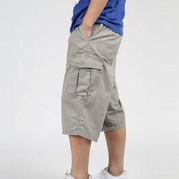 Men's Shorts 3/4 Pants Men Summer Multi-pocket Baggy Cargo Cotton Calf Length Casual Trouser Male Large Solid Colour Plus Size XL-6XL 230510