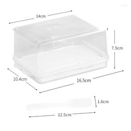 Storage Bottles E56C Butter Dish Box Holder Tray With Lid And Knife Cheese Board Server Crisper Transparent Plastic Container Kitchen