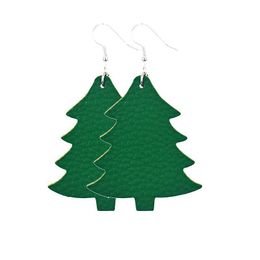 Charm Fashion Christmas Tree Leather Earrings Gift For Women Printed Drops Earring Jewelry Drop Delivery Dhgarden Dhkj2