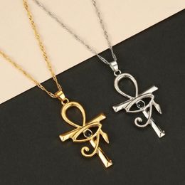 Pendant Necklaces N1HE Protection Cross-Eye Of-Horus Necklace For Mens Women Ancient Egyptian Clavicle Chain Choker Jewellery Gift Christmas