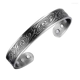 Bangle OKtrendy Magnetic Arthritis Health Energy Wristband Homme Vintage Adjustable Wide Jewellery