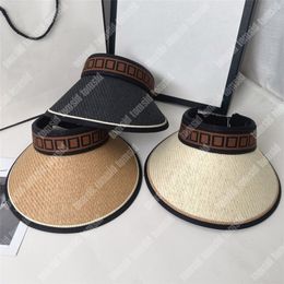 Summer Woman Luxury Visor Hat Designer Straw Hat Double Letters Grass Braid Beach Hat Raffia Mens Caps Casquette Visors