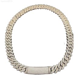 Hip Hop Mens Jewelry Necklace 10-12mm Moissanite 925 Silver Diamond Miami Chain Ice Cuban Link Chain Prong Iced Out Cuban